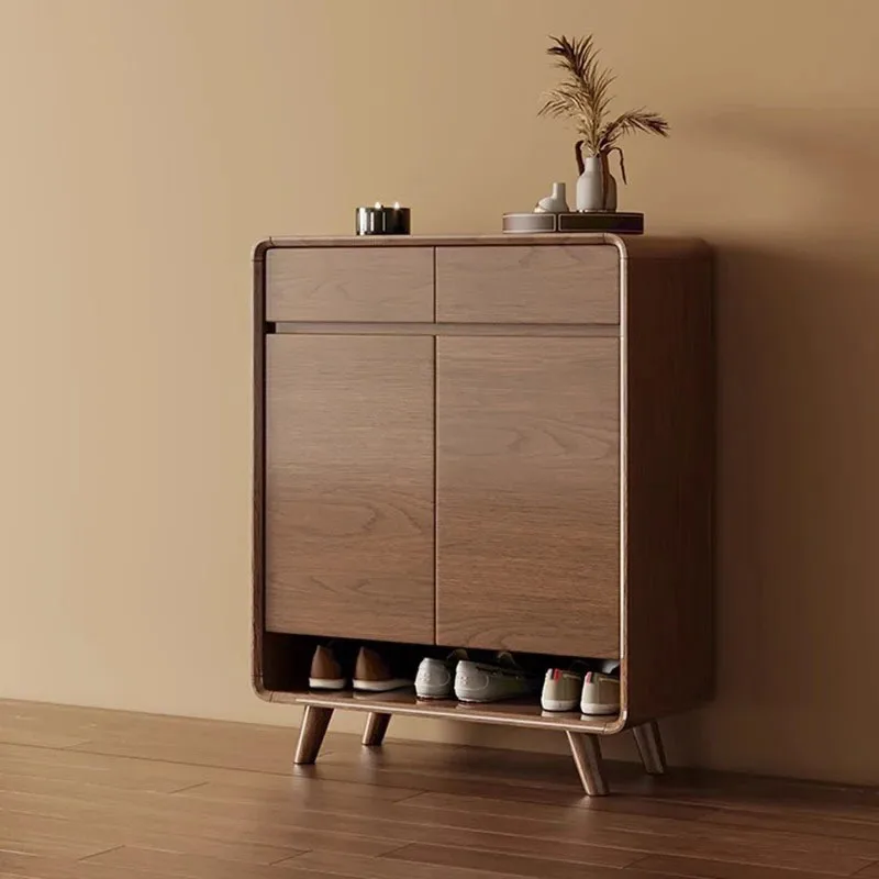 Zapatero Vintage moderno para entrada nórdica, Zapatero multiusos negro para pasillo, Archivadores de lujo para sala de estar, muebles para el hogar