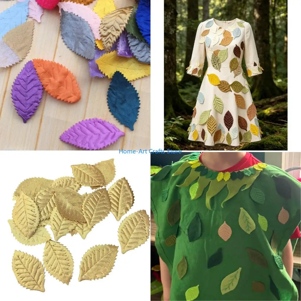 Y3NA Mini Faux Fabric Leaves 5 for Costume Work and Small Craft Use