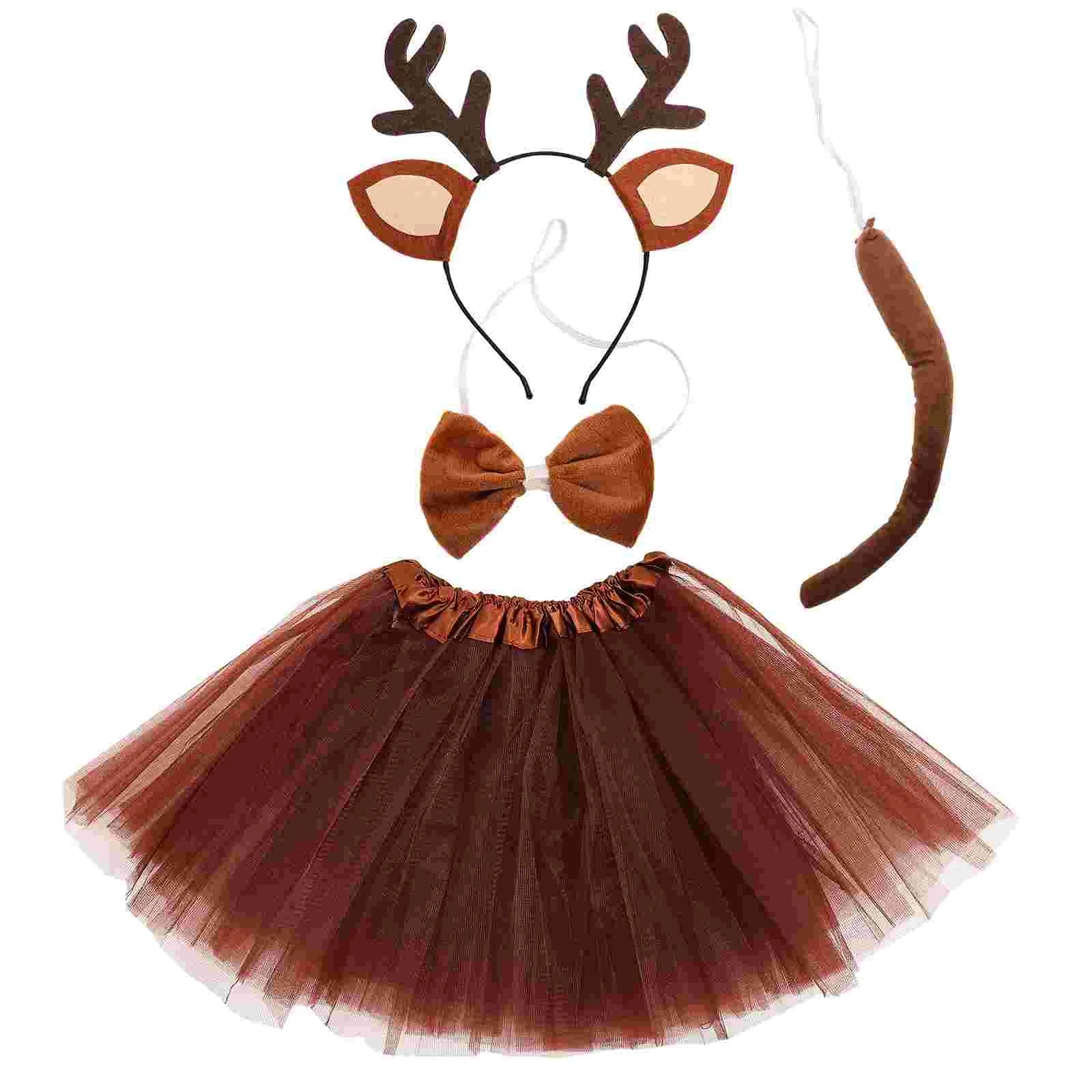 

Reindeer Costume Tutu Festival Stage Performance Clothing Cosplay Tail Prop Animal Ears Headband Child