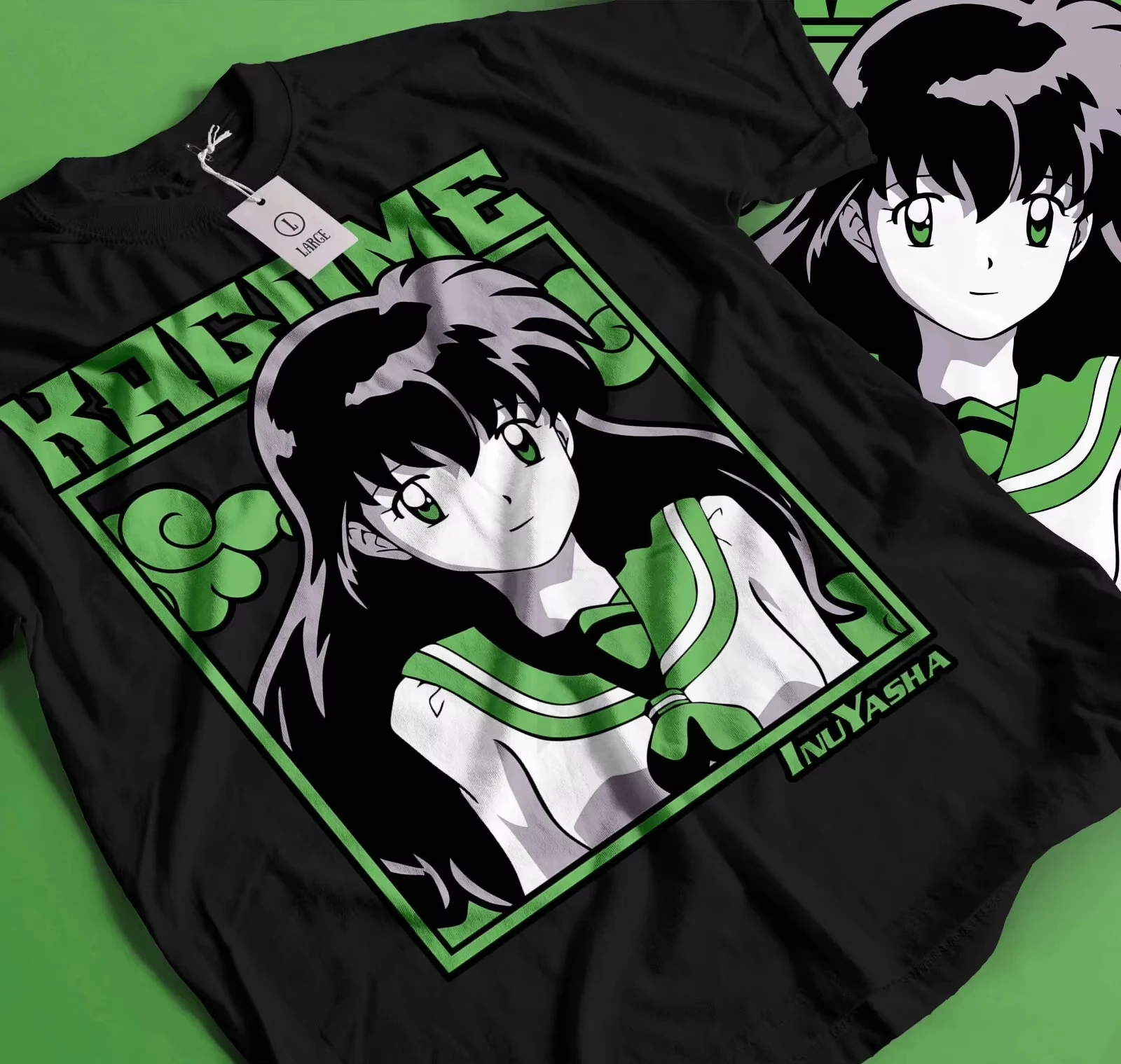 T-shirt Inuyasha à imprimé anime sur une seule face, uniforme de marin de Kagome Higurashi, tee-shirt en coton surdimensionné pour les fans classiques d'anime fantastique