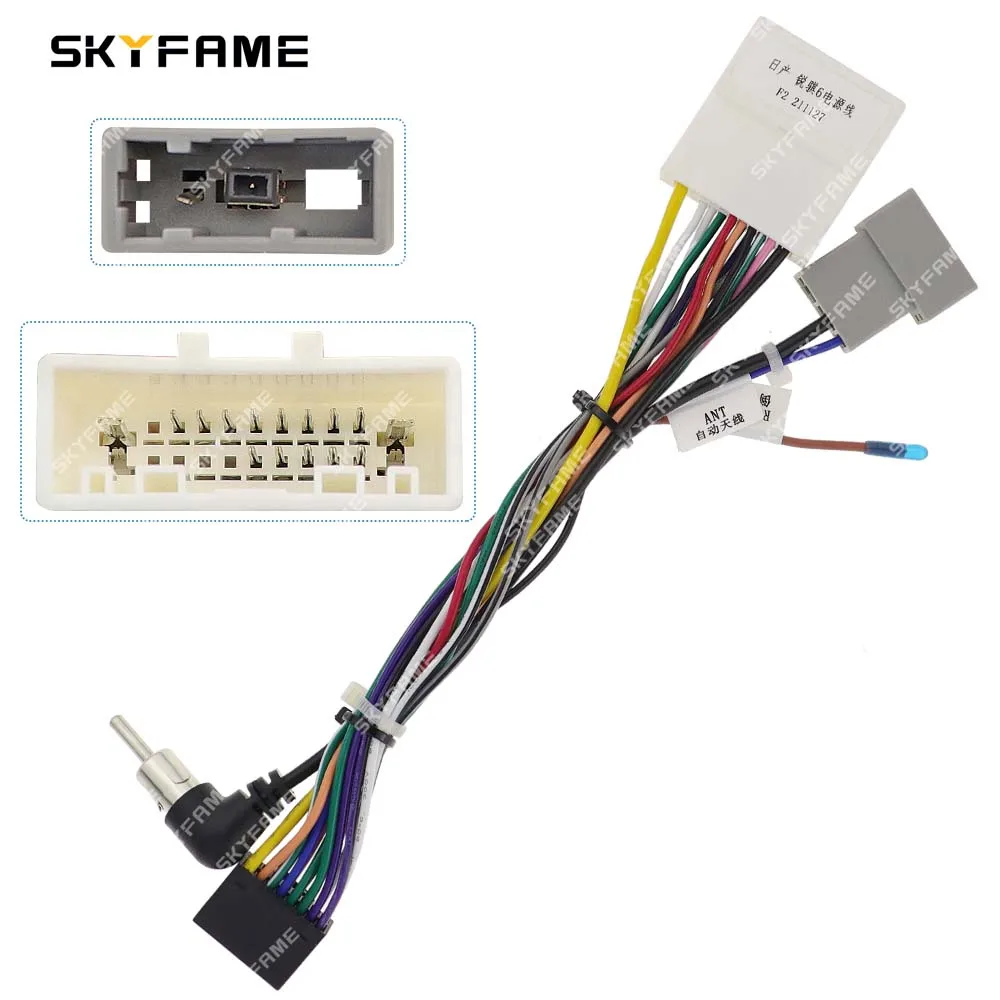 

SKYFAME Car 16Pin Stereo Wiring Harness Power Cable With Decoder For Nissan Ruiqi 6 Pickup