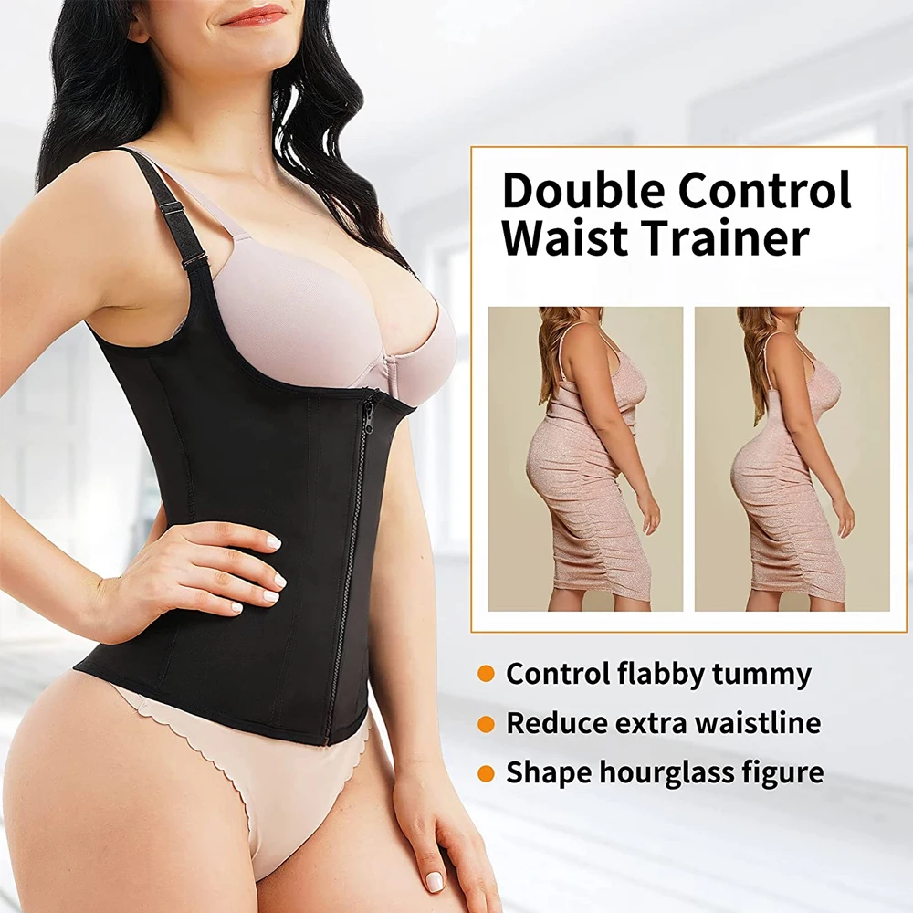 1PC Professional Women Waist Trainer Shapewear Waist Cincher Vest with Hook Zipper Adjustable Strap Hourglass Figure Body Shaper