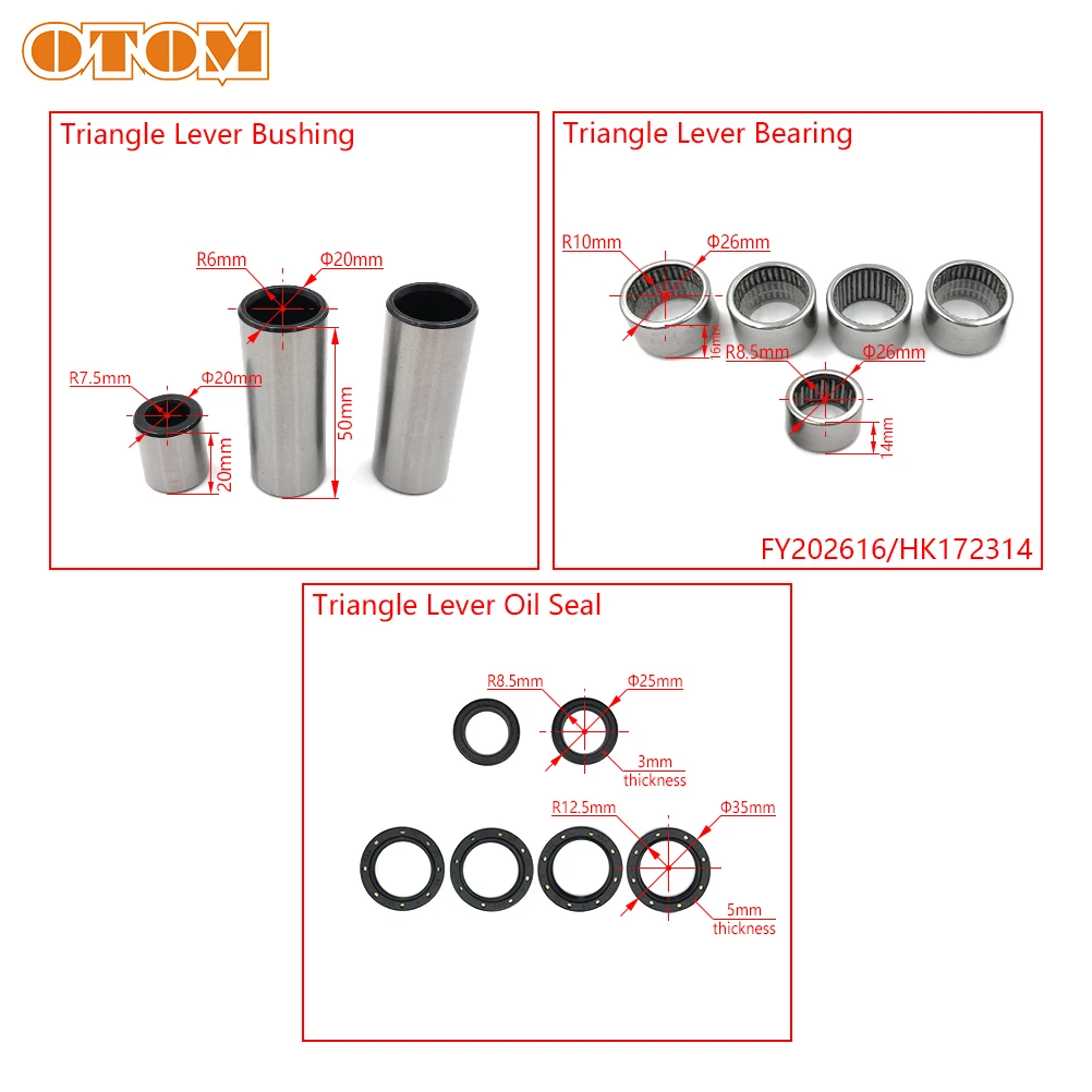 OTOM-Kit de mantenimiento de cojinete de buje para motocicleta, brazo de enlace de palanca triangular, sello de aceite, amortiguador trasero para