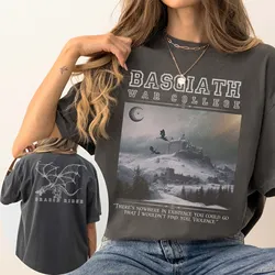 Dragon Rider Shirt 100%Cotton Y2K Tee Retro Fourth Wing Basgiath War College Shirt Loose Shirt For Unisex Rebecca Yarros Apparel