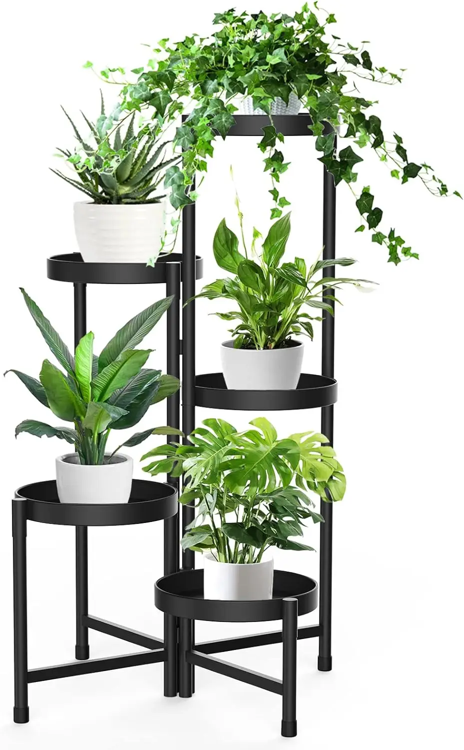 

5 Tier Metal Plant Stand for Indoor Outdoor, Foldable Corner Tall Plant Shelf for Multiple Plants, Flower Pot Holder Display Sta