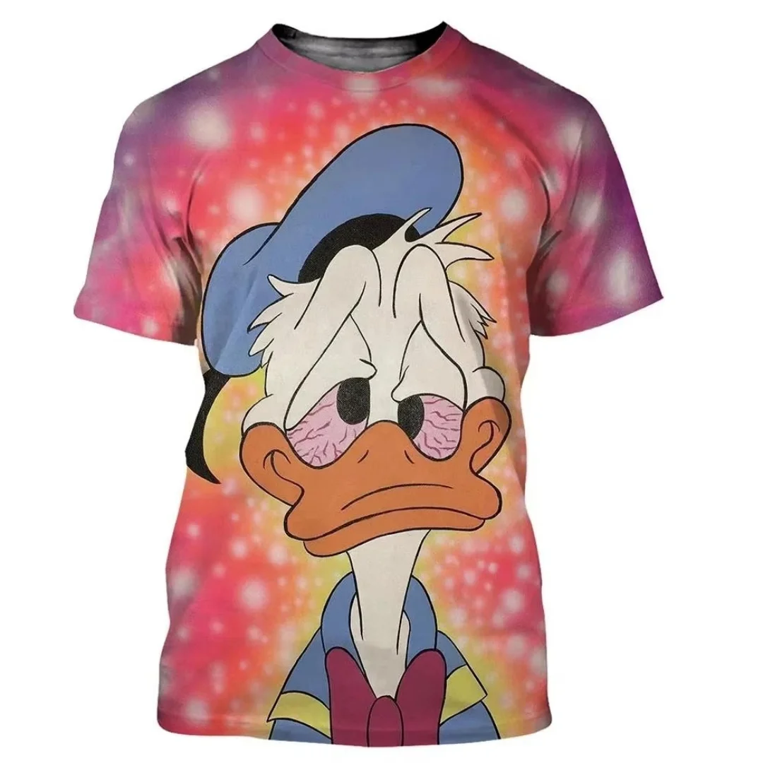 تي شيرت رسمي من ديزني دونالد داك جرافيك تي شيرت صيفي عصري رياضي من القطن الخالص تي شيرت رجالي ملابس أطفال تي شيرت Y2k امرأة