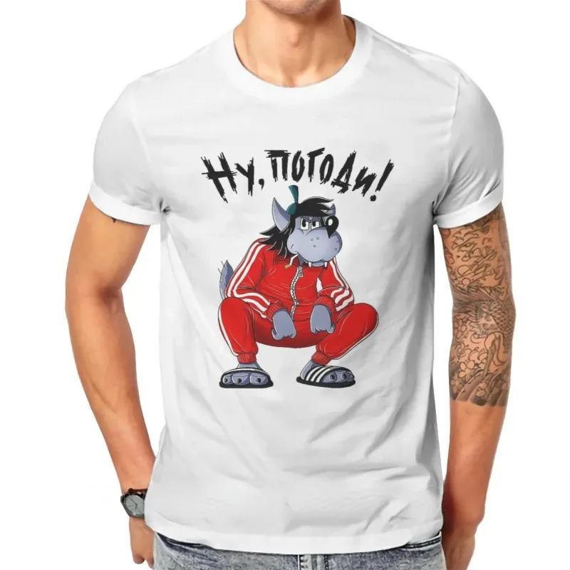 Tuta Squat Wolf TShirt Nu Pogodi Well Just You Wait Wolf Hare Cartoon Graphic magliette Vintage Funny Unisex Short-sleev Tops