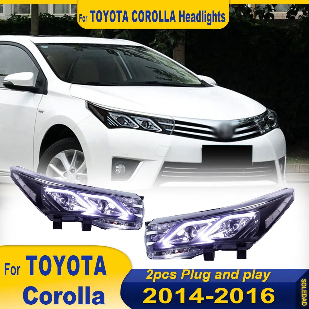 Car Lights For Toyota Corolla 2014 2015 2016 Front Lamp Modified DRL Headlight LED Projector Lens  Car Accessories Plug and play