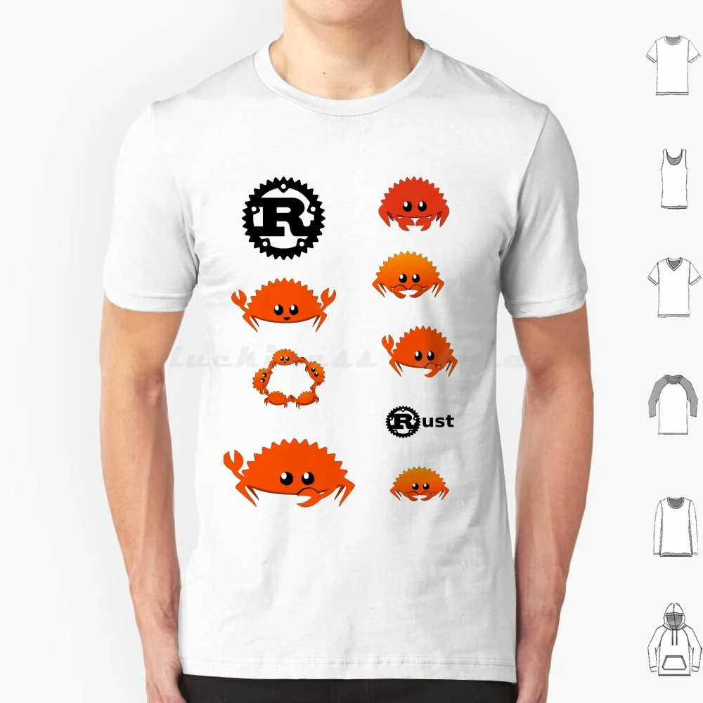 Rust Sticker Variety Pack With Ferris T Shirt Cotton Men Women Diy Print Rust Rust Lang Programming Software Coding Web Logo