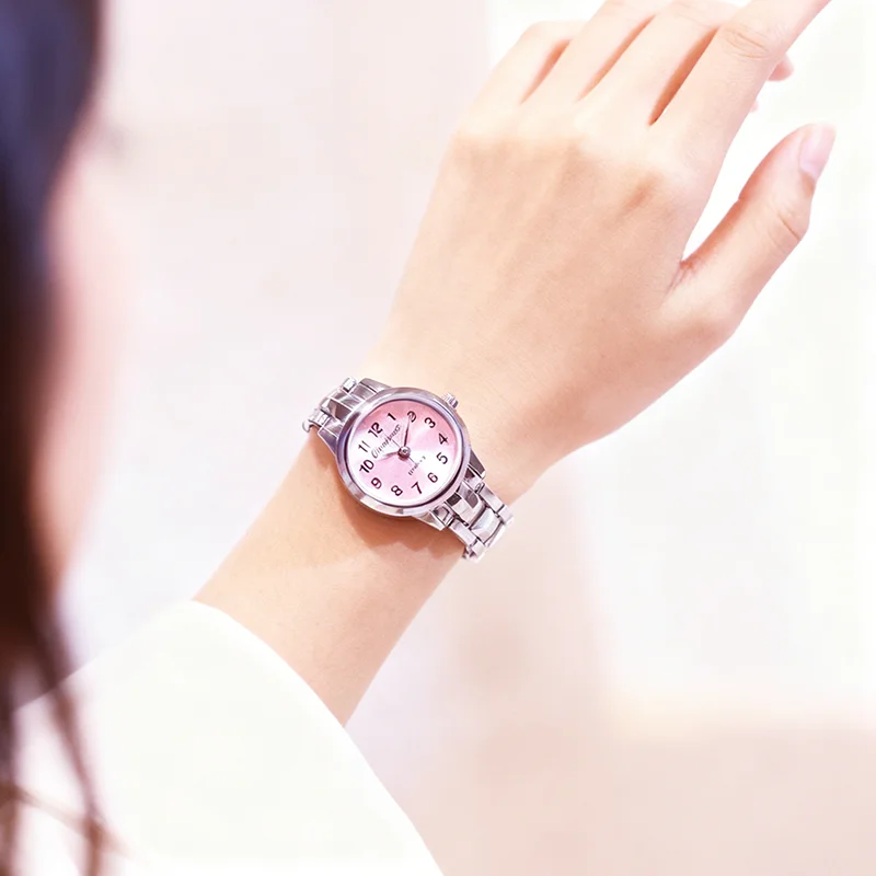 Female woman fashion exquisite simplicity quartz watches women‘s sliver Stainless steel Bracelet watch for girls friend gifts