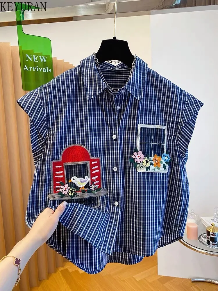 

Новинка лета 2025 года, полосатая женская рубашка, корейская мода, блузка с отложным воротником и короткими рукавами, повседневные свободные топы, Camisas De Mujer