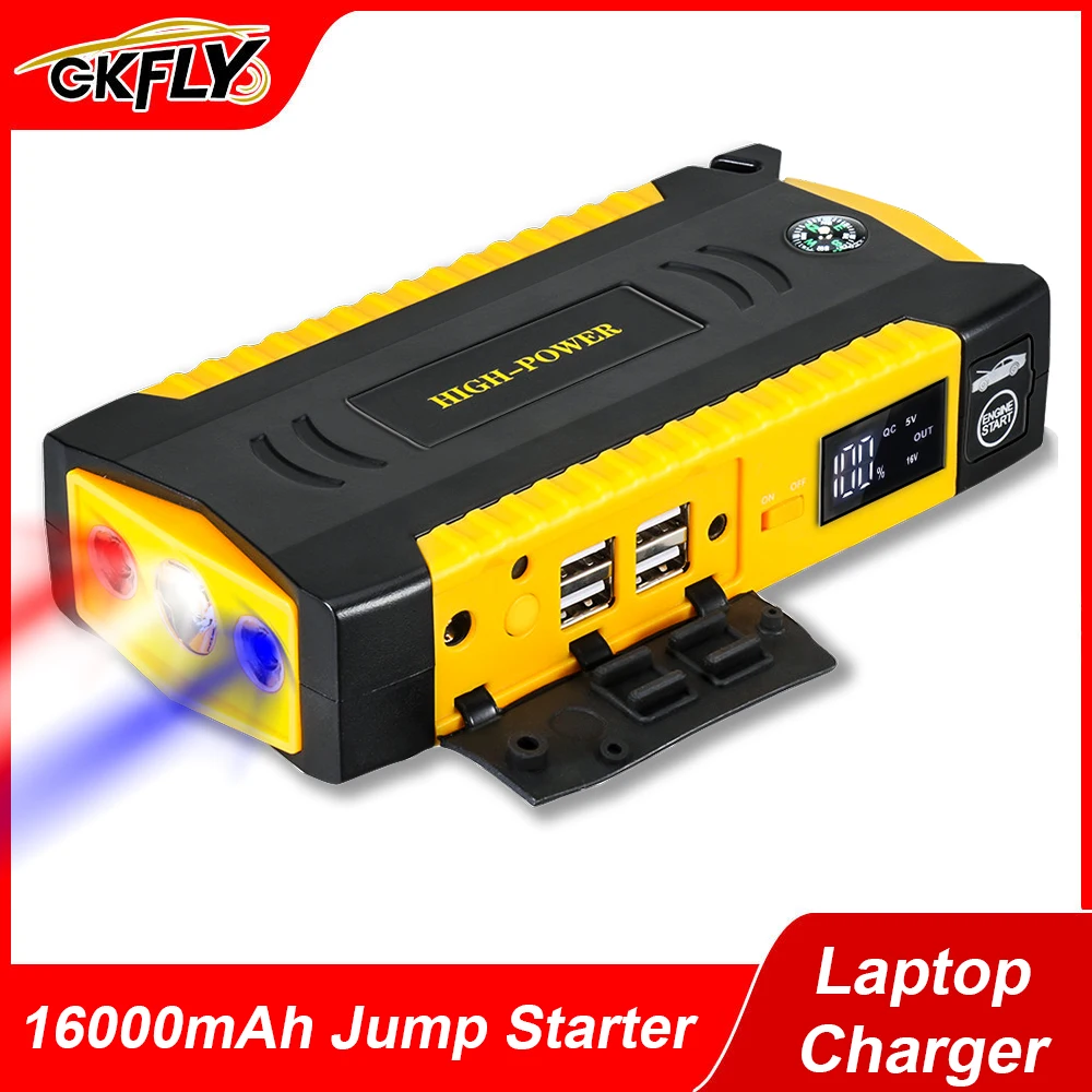 GKFLY 16000mAh Car Jump Starter Power Bank Portable Battery For 3.5L/6L Car Battery Booster Starting Device Cold Winter Start