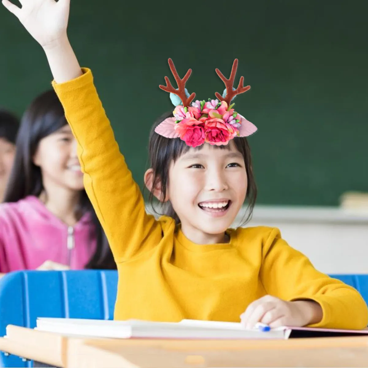 

Christmas Antler Shape Headband Pink Soft Elastic Baby Girls Hair Band Flower Hair Hoops Headdress Lovely Headwear Party Photo