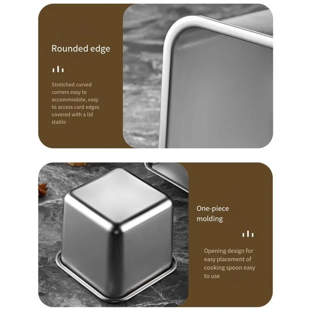 

Rust Resistant Frozen Yogurt Container Dustproof Reusable Stainless Steel Condiment Jar Large Capacity 4Size