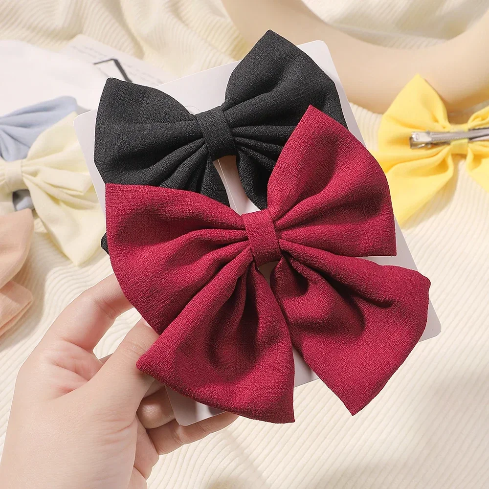 2pcs/set Baby Hair Bows Hair Clip for Kids Lovely Grosgrain Ribbon Hairgripes Girls 4.5\