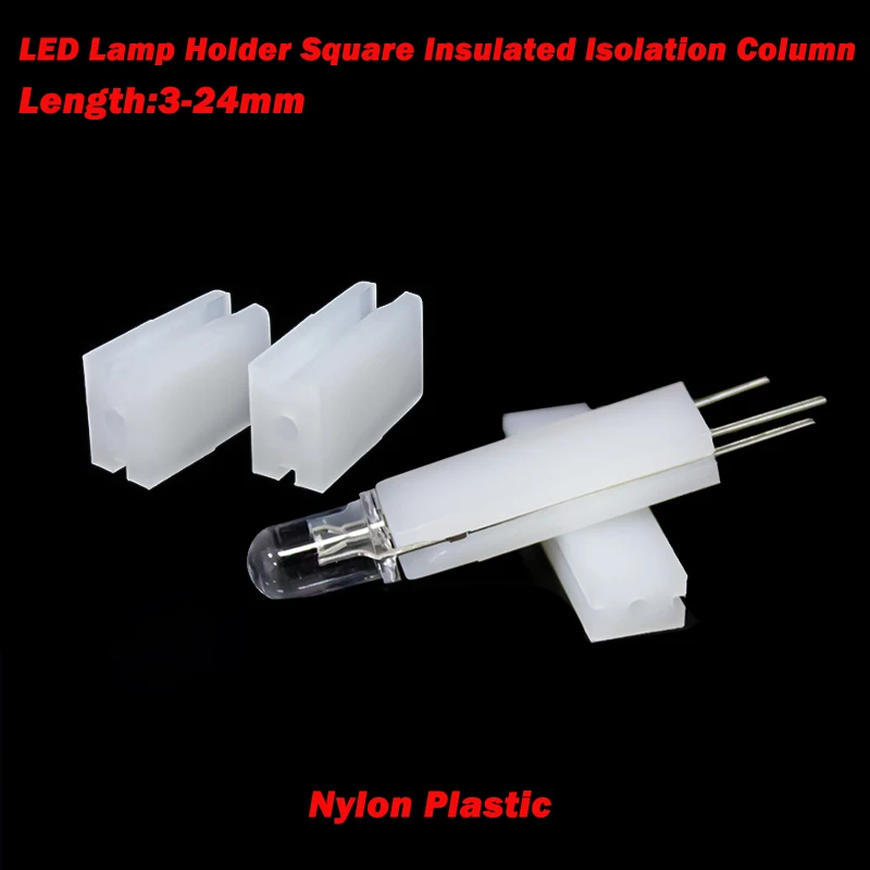 200/500pcs White Nylon PCB Board Mount LED Spacer Support Hood Length 3-24mm LED Lamp Holder Square Insulated Isolation Column