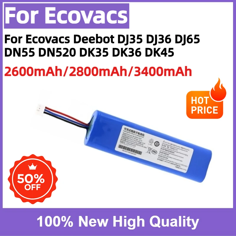 Replacement Li-ion Battery 2600mAh/2800mAh For Ecovacs Deebot DJ35 DJ36 DJ65 DN55 DN520 DK35 DK36 DK45 Robot Vacuum Cleaner