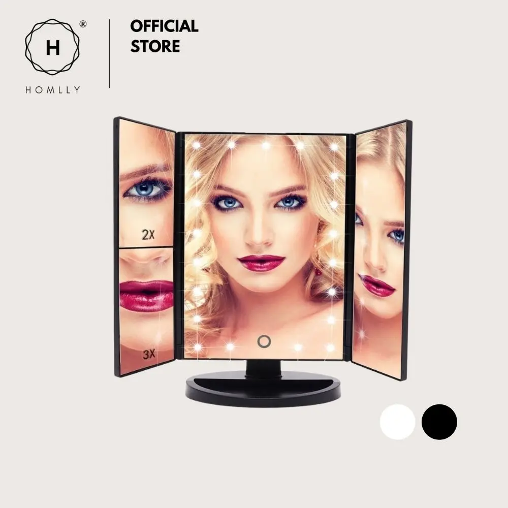 Homlly Makeup TRIFOLD Mirror LED Lights 1X 2X 3X Magnification