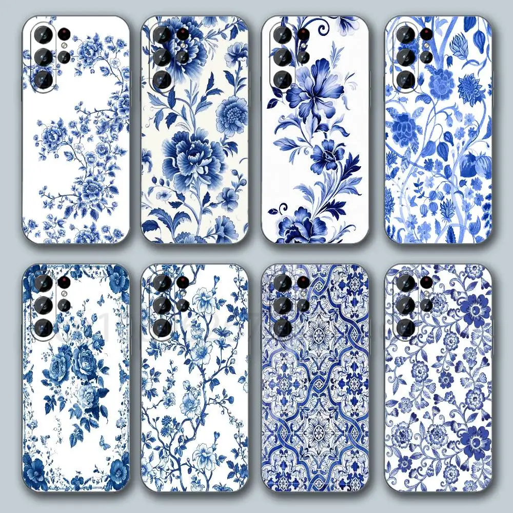 blue and white porcelain  For Samsung Galaxy S26 Ultra Case Samsung Galaxy S26 Plus S 26  Liquid Silicone Cover Samsung