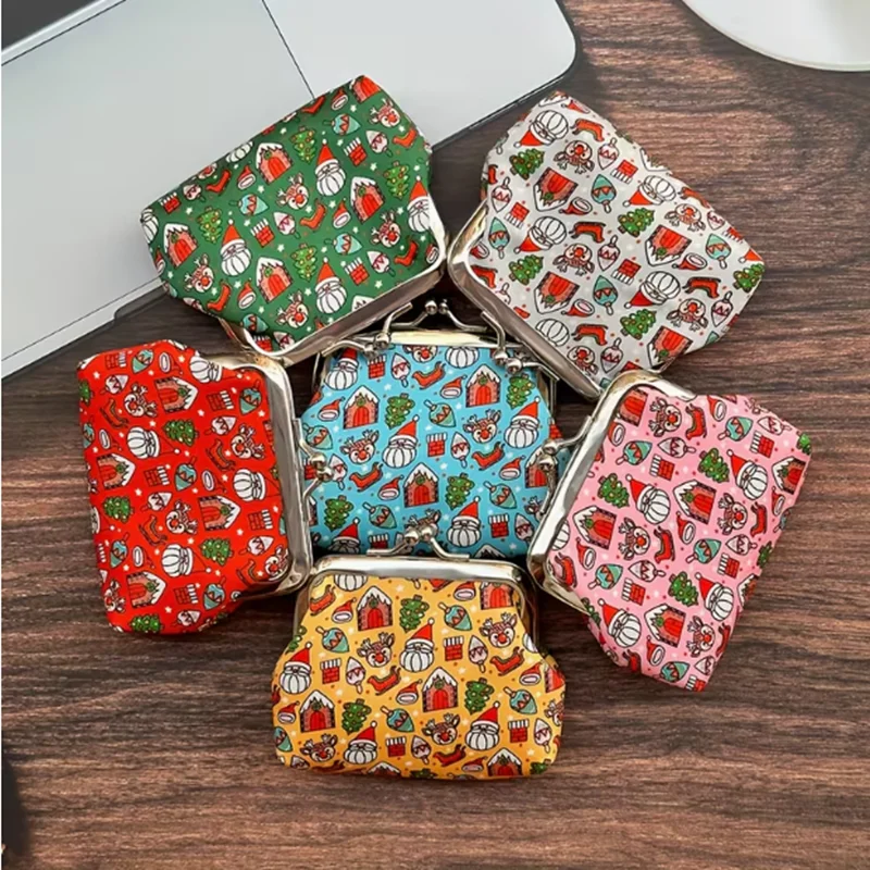6pcs Creative Christmas series clips, zero wallet, coin bag, mini storage bag, personalized handbag, holiday gift package