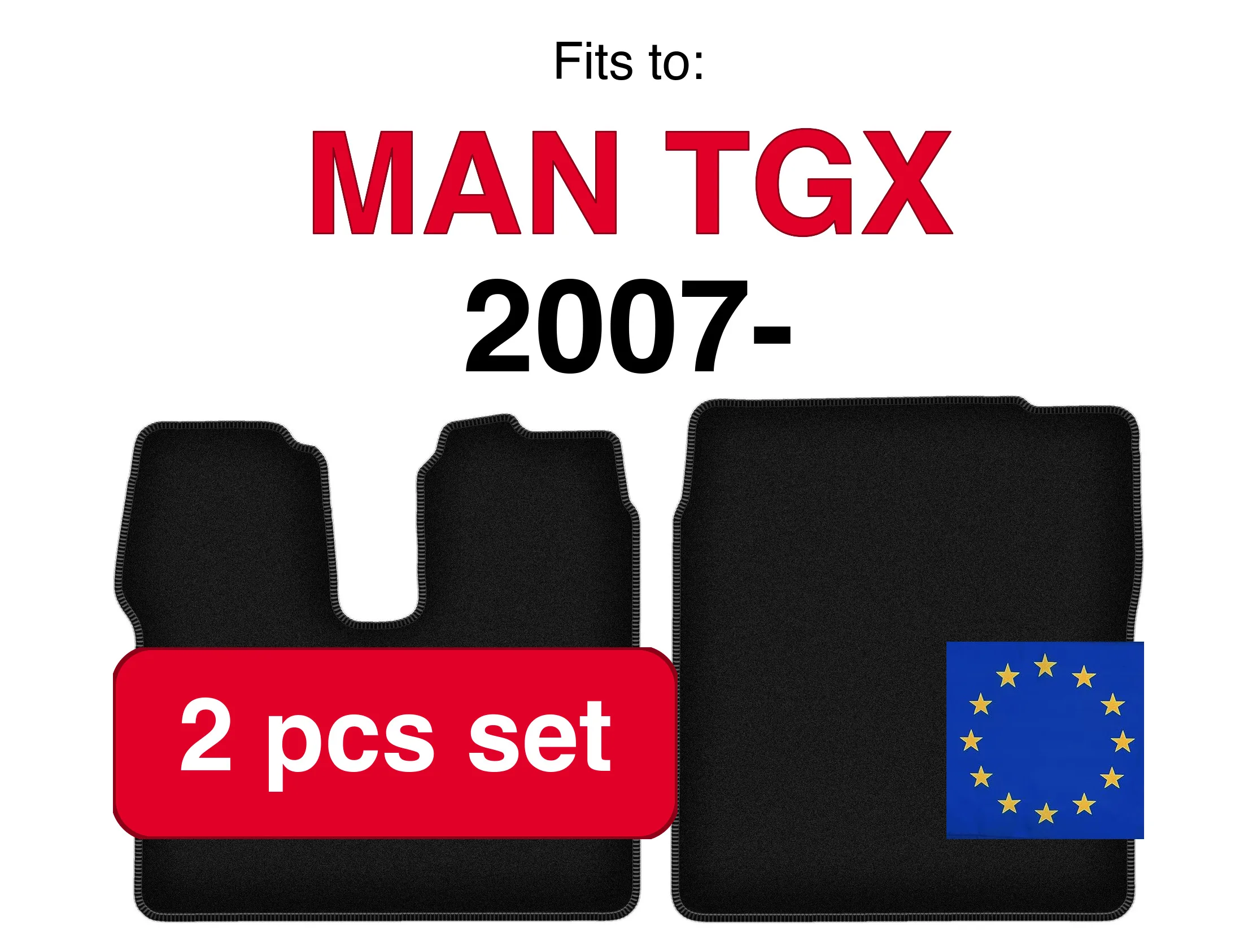 Velour tapijtset voor MAN TGX vrachtwagen (2007-) - Zwart (2 stuks) in de auto passende automattenset