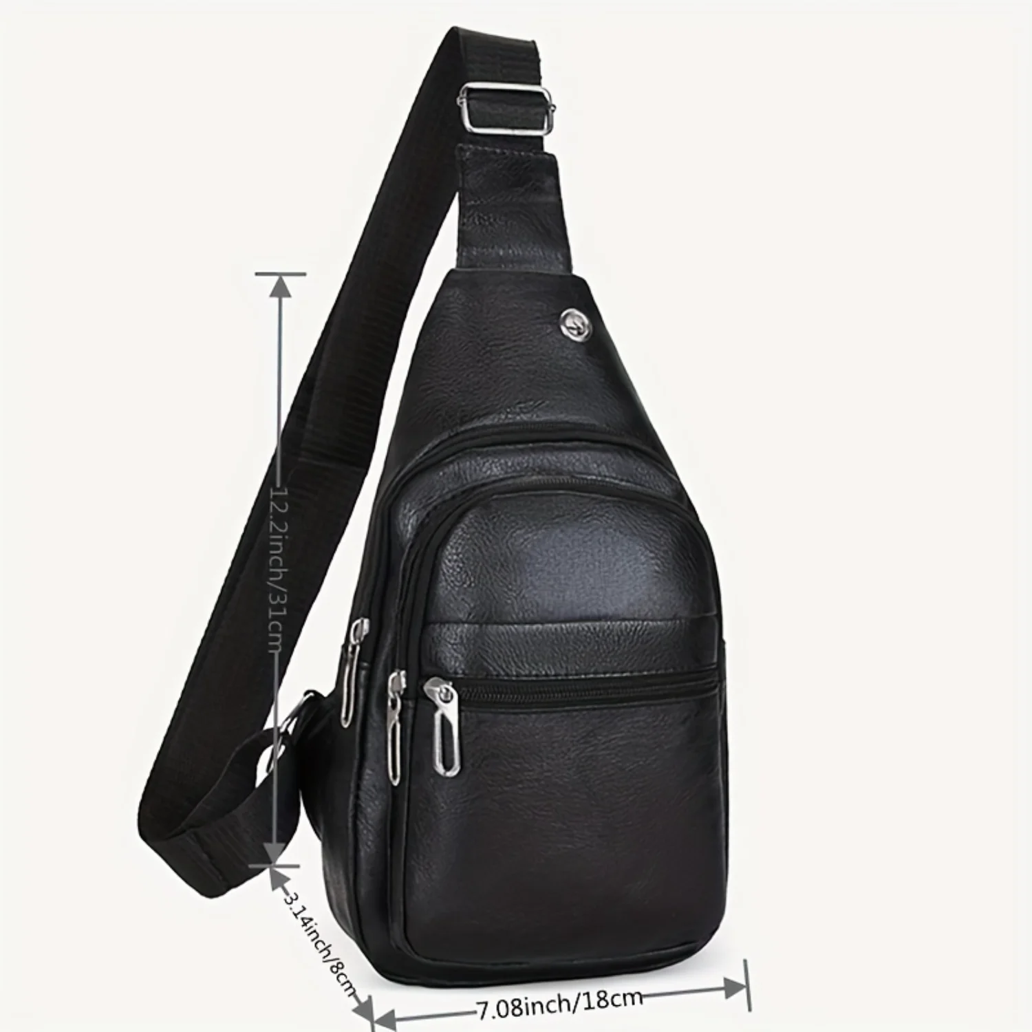 Men's Fashion Chest Bag With Multi-pocket, Outdoor Travel PU Shoulder Bag, Waterproof Crossbody Bag