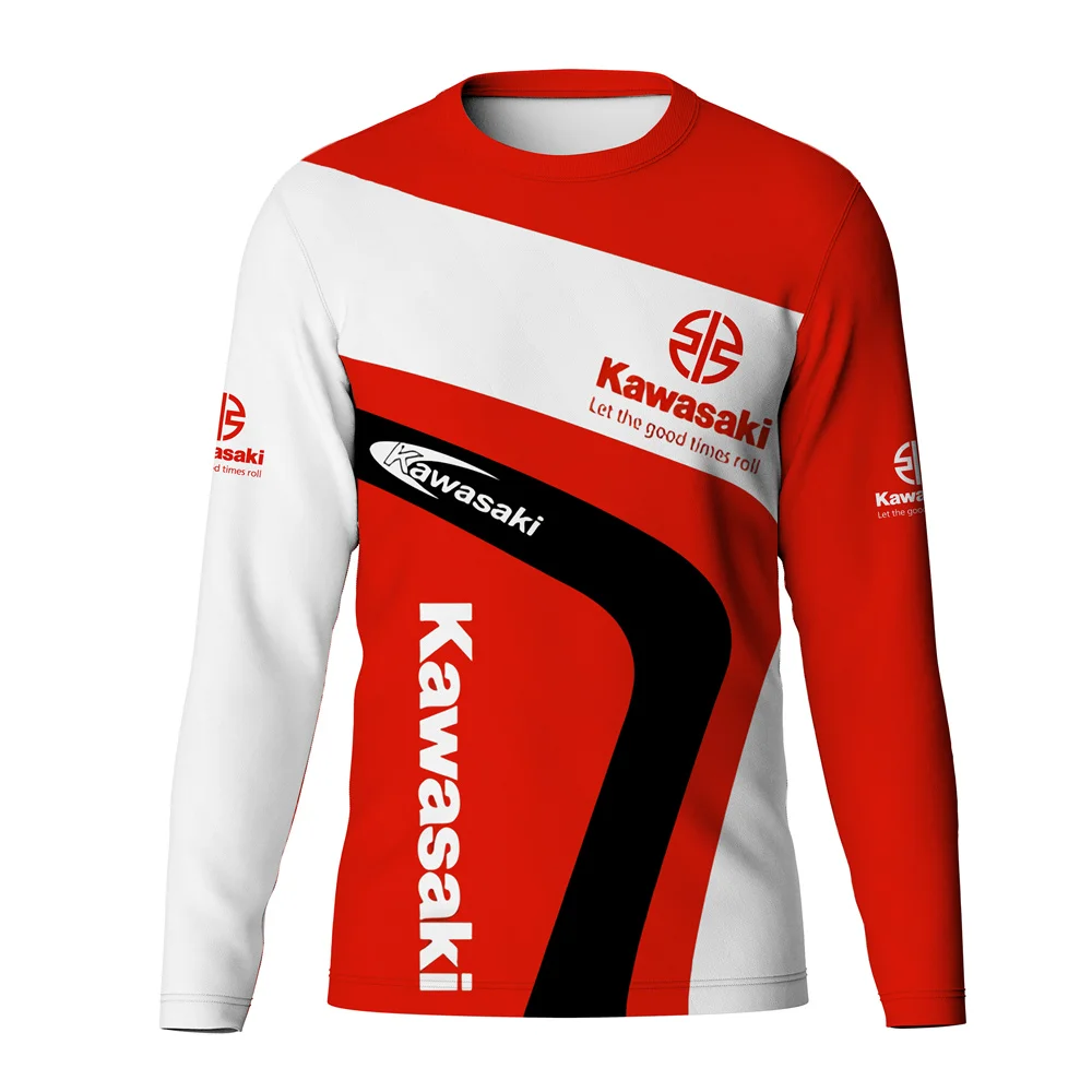 

Kawasaki 2025 Long Sleeve Gym Crew Neck Long Sleeve Spring Autumn T Shirt For Men Casual Fashion Tops Men Motorcycle Clothing