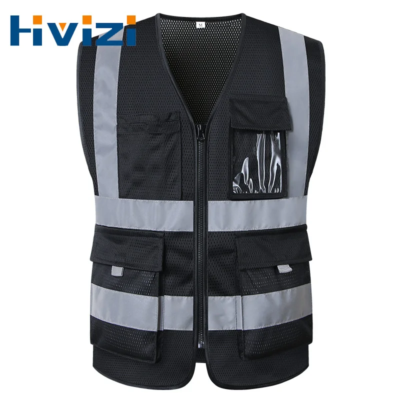 

Black Mesh Reflective Vest Working Clothes High Visibility Warning Safety Vest Traffic Construction Safety Clothing Workwear