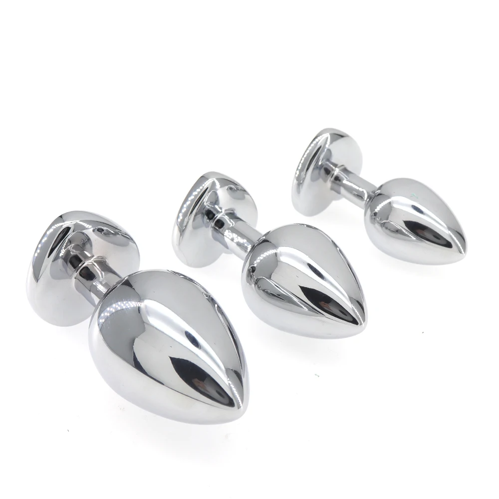 3Pcs Stainless Steel Anal Plug Buttplug G-Spot Stimulator Smooth Metal Crystal Jewelry Heart Shaped Sex Toys for Couples Adults image 6