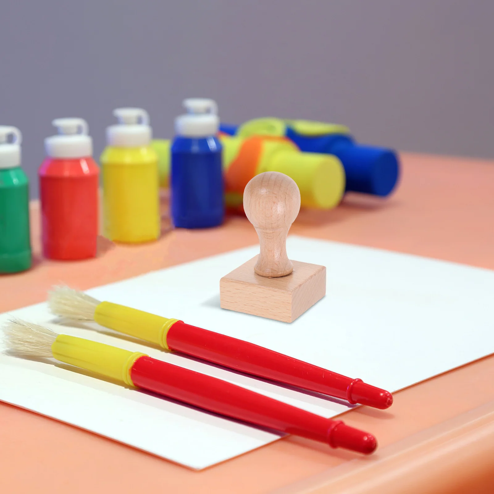 

2Pcs Beech Wood Rubber Stamps DIY Craft Stamp Set Ergonomic Wooden Handle Scrapbooking Supplies Wooden Crafting Tools