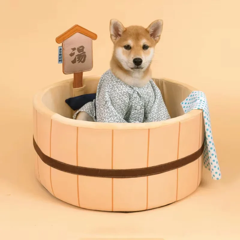 

Japanese Style Kitten Cat Bed Comfy Bathtub Pool for Dogs Detachable Puppy Basket Basin Nest Pad Plush Sleeping Well Resilience