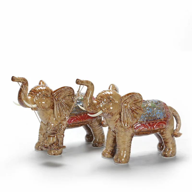 Imagem -02 - Balanço de Porcelana Jogando Estatueta de Elefante Miniatura de Família de Cerâmica Decoração de Casa do Kinship Ornamento de Artesanato Presente para os Pais