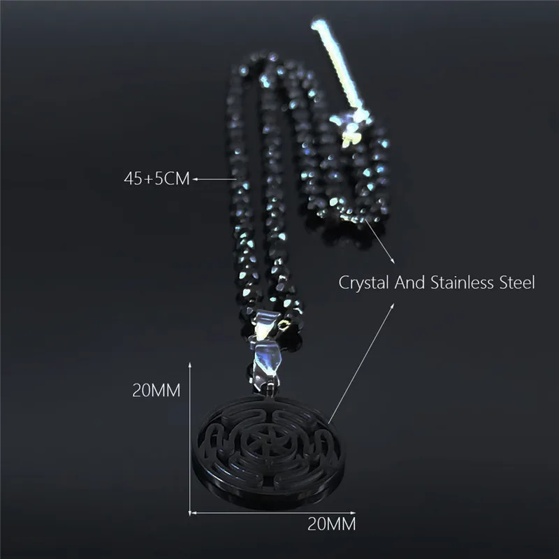 Hekate Wheel Stainless Steel Charm Necklace Women Strophalos Hecate Magic Symbol Logo Charm PIN colier femme Jewelry N1725S02