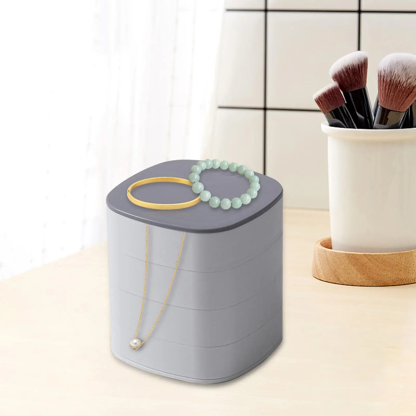 Rotatable Jewelry Storage Box, Organizador para Pulseiras e Ear Studs, Presente