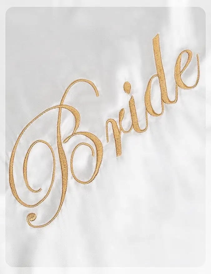 Bride Robe for Wedding Day Bridal Robes Feather Sleeve Satin Kimono Robes Bachelor Party Getting Ready Outfits