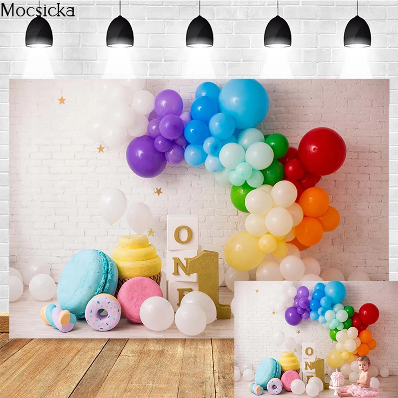 Mocsicka Newborn 1st Birthday Party Cake Smash Background Photography Boy Girl Balloon Decoration Studio Photo Prop Photozone