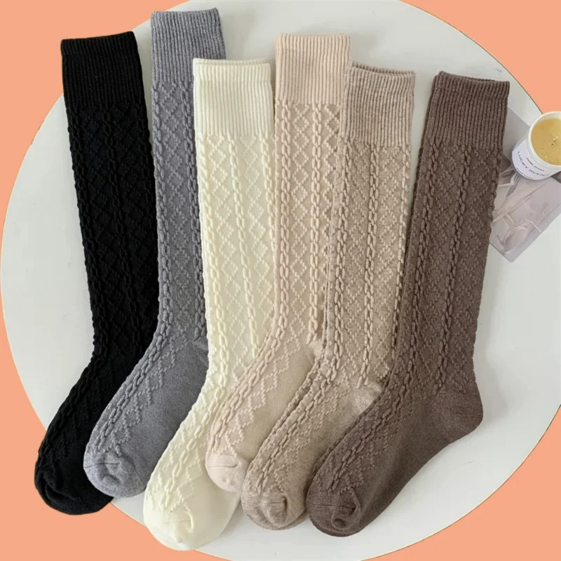 

1/3/5 Pairs Japanese Style New Solid Color Knee High Socks Style Warm Casual High Quality New Retro Long Socks Women's Stockings