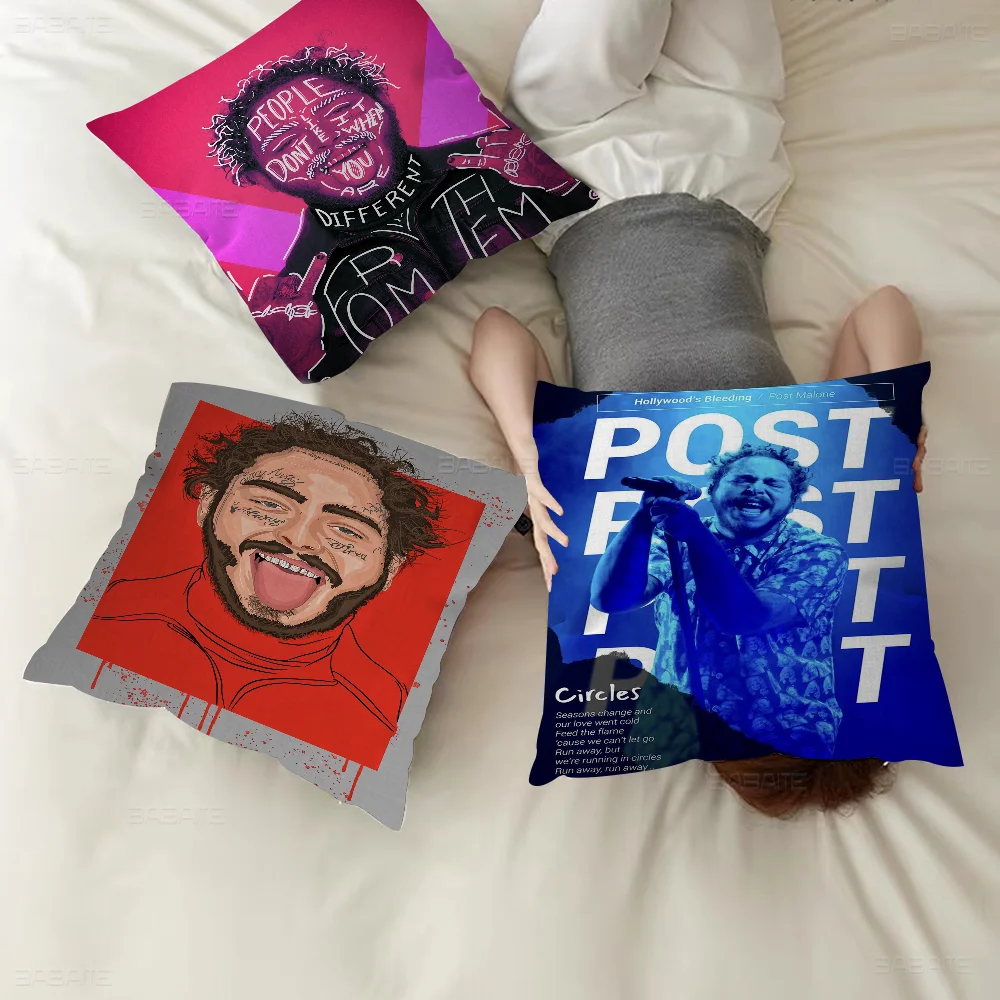 Post Malone Hip Hop Rap Music Star Office Cushion Pillowcase Car Cushion Cover45X45CM Lumbar Pillowcase Sofa Pillowcover