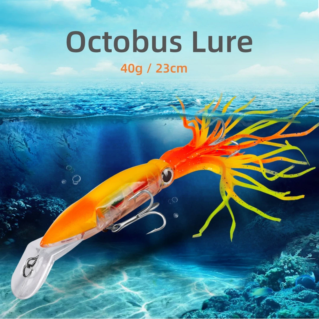 

6PC 40g 230mm Octopus Lure Hard Lure with Sillicone Skirt Lifelike Squid Lure for Bass Pike Isca Pesca Sea Fishing Lure Wobblers