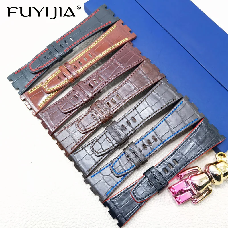 

FUYIJIA Top Custom AudemarsPiguet Watch Band Alligator Watchbands 28MM 30MM Calibrator Genuine Leather Belt Crocodile Skin Strap