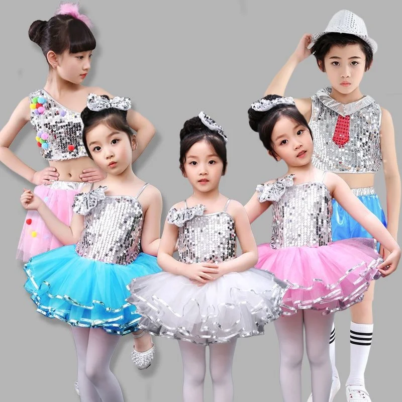 Children's Performance Clothing , Girls' Performance, Kindergarten Sequins, Jazz Dance, Boys' Pengpeng Skirt,