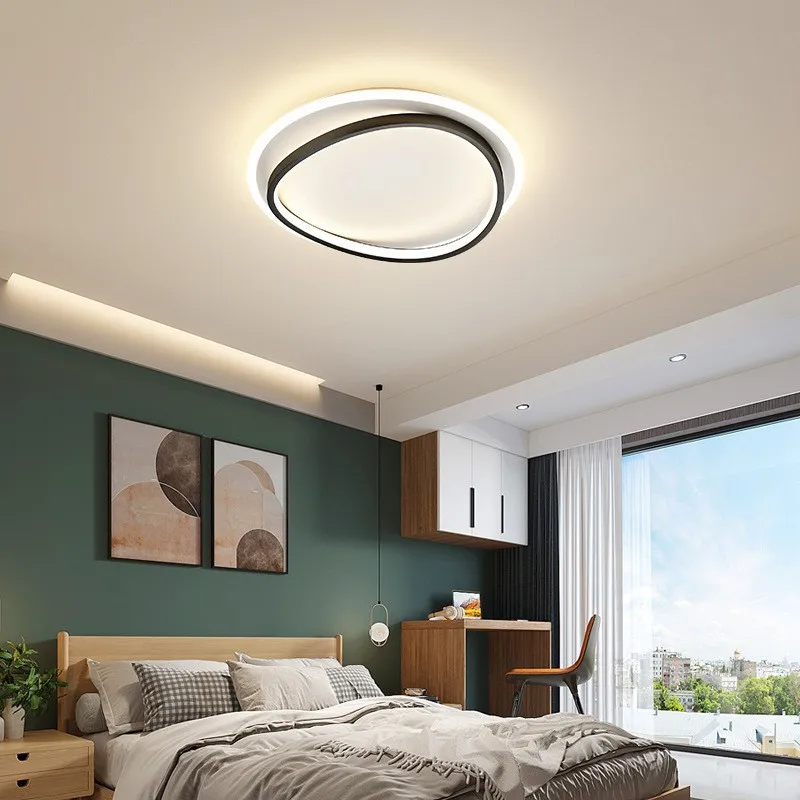 Lámpara de techo LED moderna para dormitorio, sala de estar, comedor, decoración del hogar de oro negro, accesorios de iluminación interior, Lustre