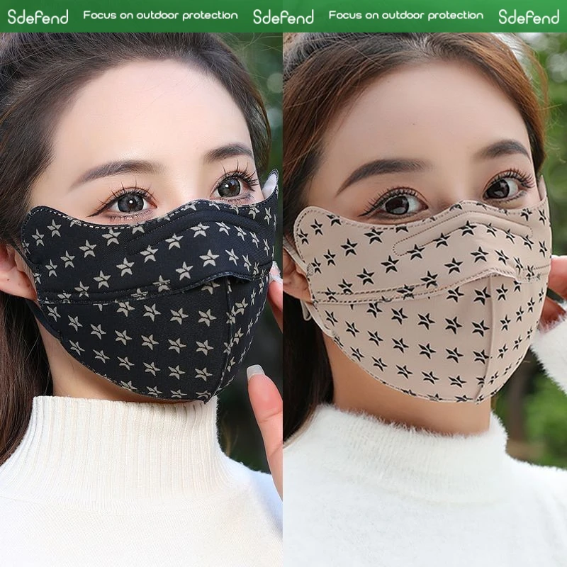 

Reusable fashionable pentagram printed sunscreen mask breathable warm windproof eye corner protection adult face mask