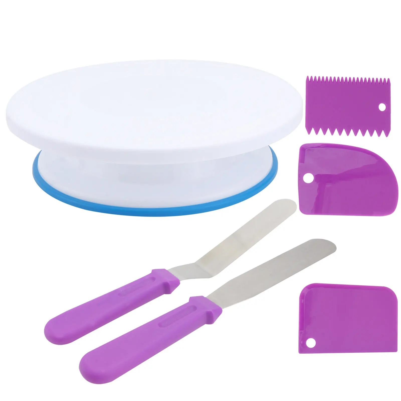 

Набор для украшения тортов: вращающаяся подставка, пластиковая лопатка для ручного вращения, скребок, нескользящая подставка для особых случаев