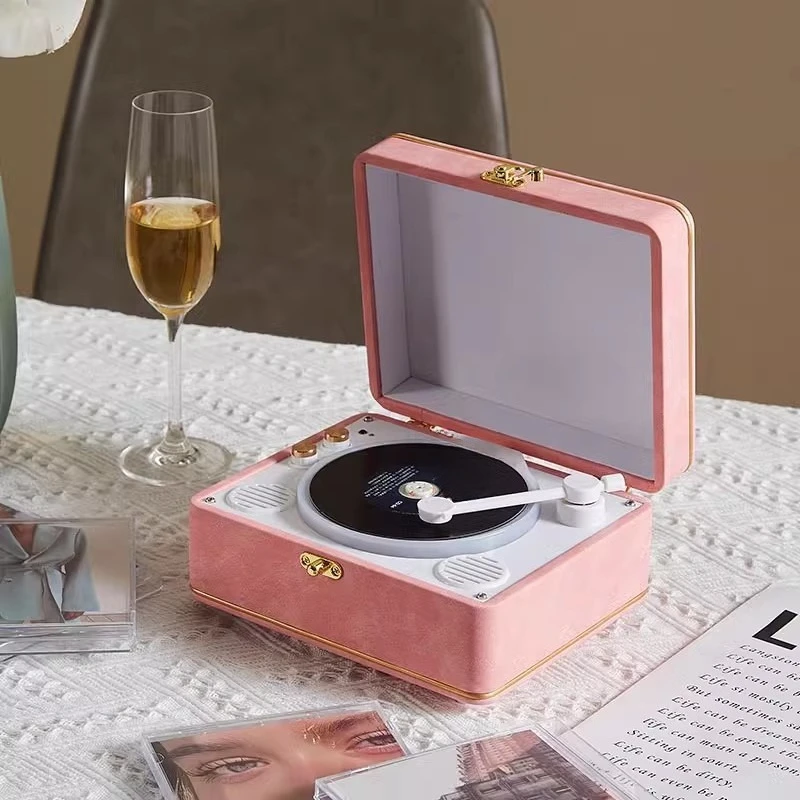 Odtwarzacz CD w stylu retro, z wbudowanym głośnikiem Bluetooth i odtwarzaczem albumów, lekki luksusowy, kreatywny prezent dla studentów.