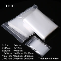 TETP 100Pcs Transparent Ziplock Plastic Bags Reclosable Food Jewelry Packaging Home Cloth Travel Storage Sealing Various Sizes