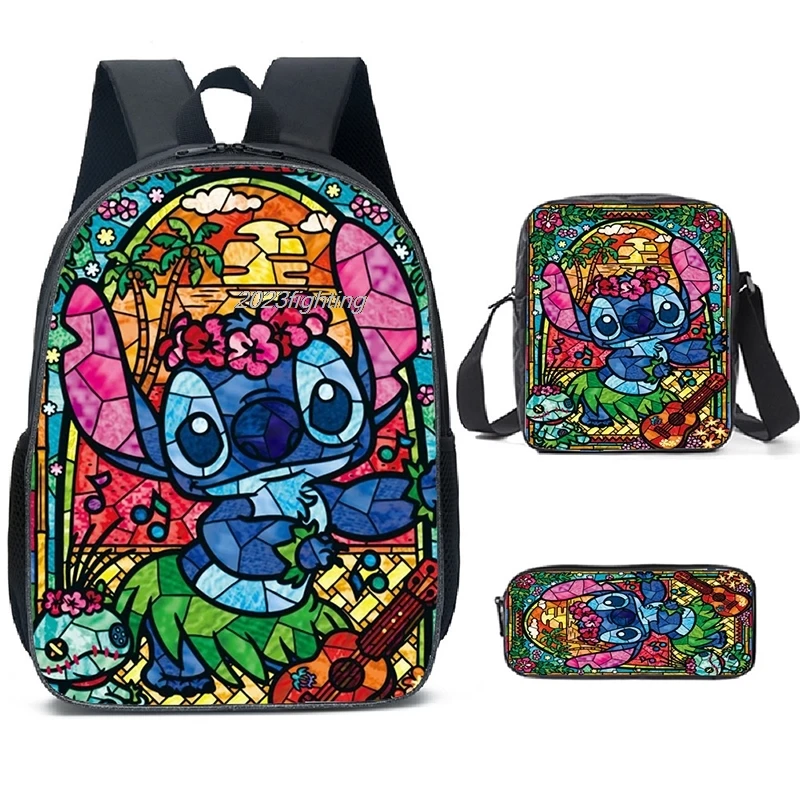 3pcs Lilo & Stitch  School bags with Shoulder Bags Pencil Bags Cartoon Children's Backpack Primary Anime Travel Bags