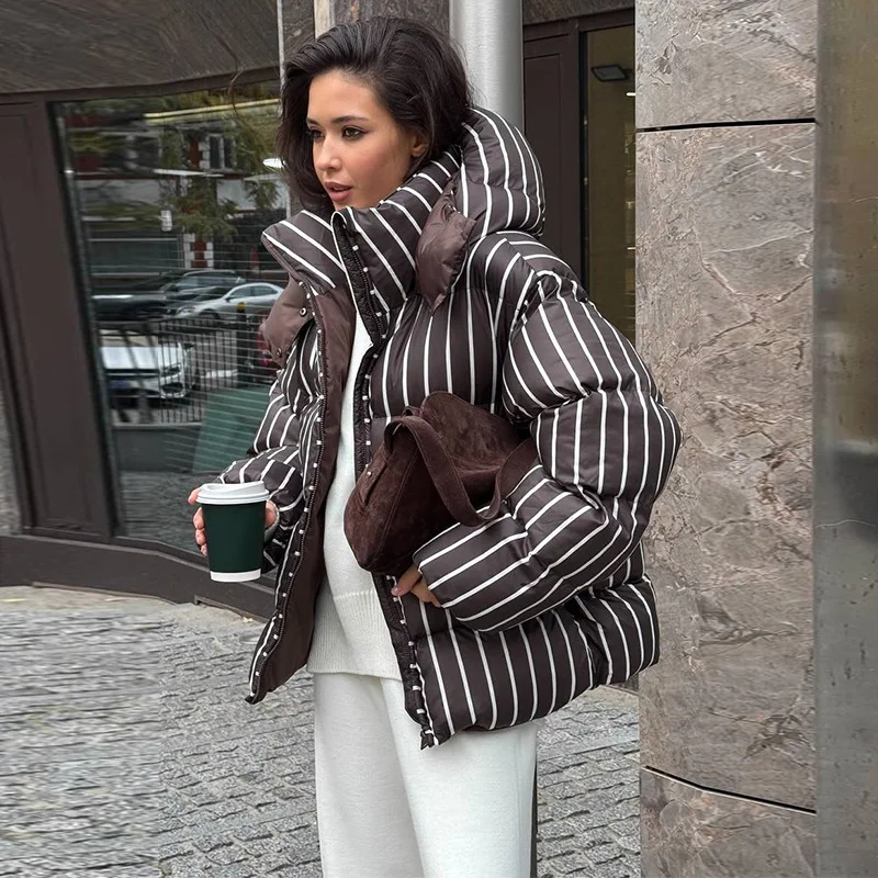 موضة مقنعين سستة الدافئة رشاقته معاطف للسيدات مقنعين مبطن سترة الخريف الشتاء الإناث شريط غير رسمي المرأة وسادة مبطنة #4