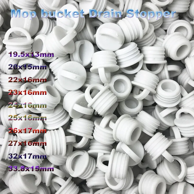 2Pcs White Mop bucket Drain Stopper Silicone Water Stopper Drain Plug Cover Water-drop Design For Bathroom Laundry Kitchen