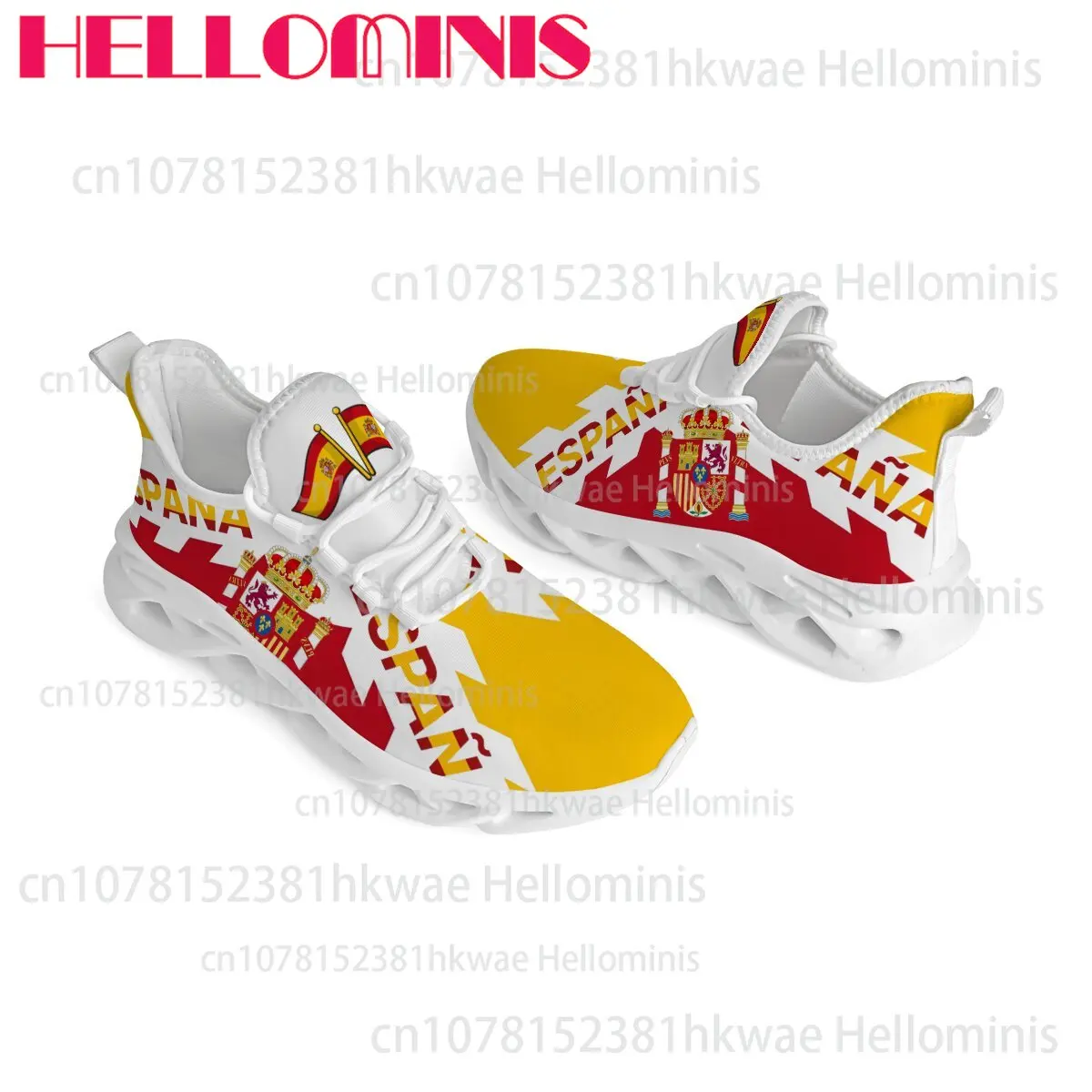 Picture 3: Spanish Flag Unisex Red Yellow Color Trendy Casual Sneakers High Quality Easy To Wear Wear-resistant Casual Shoes Size 28-44